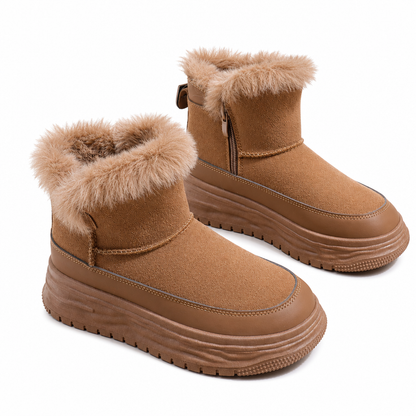 Bottes de neige d'hiver montantes pour femmes, doublure en peluche chaude, semelle épaissie, chaussures à plateforme décontractées