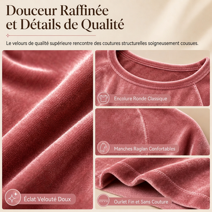 Robe décontractée en velours à col rond pour femme, avec poches