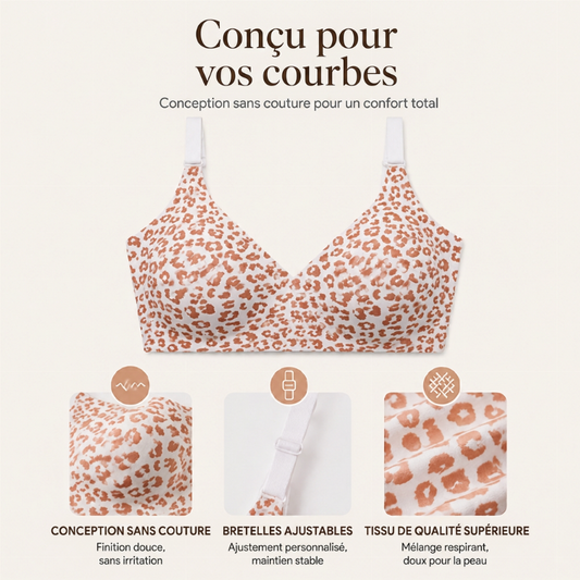 Soutien-gorge push-up sans armure à imprimé léopard pour femmes