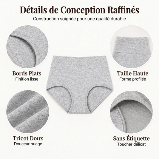 Culottes féminines taille haute, élastiques et respirantes
