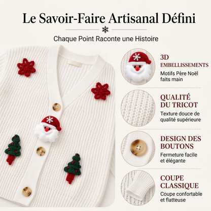 Cardigan de Noël festif pour femme à col en V