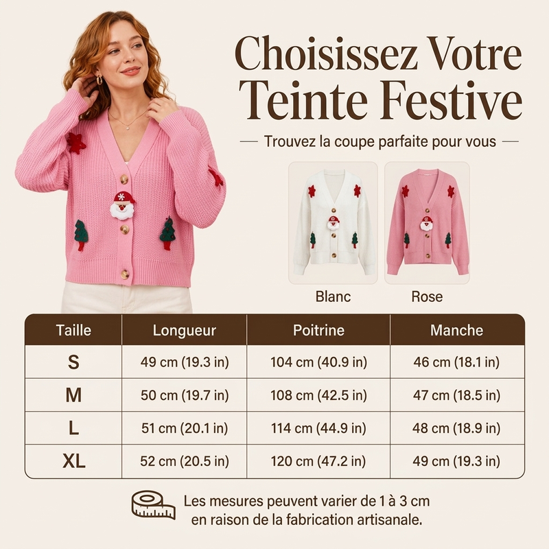 Cardigan de Noël festif pour femme à col en V
