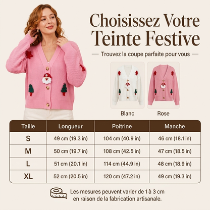 Cardigan de Noël festif pour femme à col en V